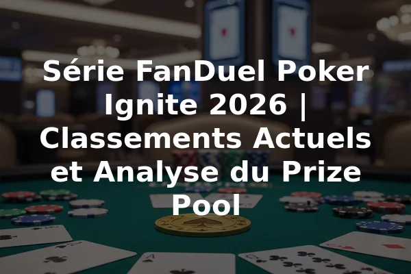 Série FanDuel Poker Ignite 2026 | Classements Actuels et Analyse du Prize Pool