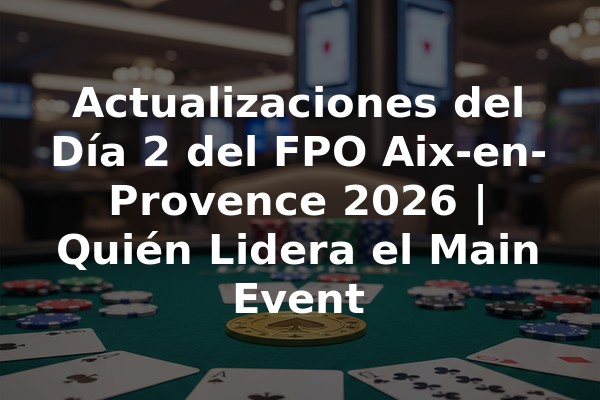 Actualizaciones del Día 2 del FPO Aix-en-Provence 2026 | Quién Lidera el Main Event