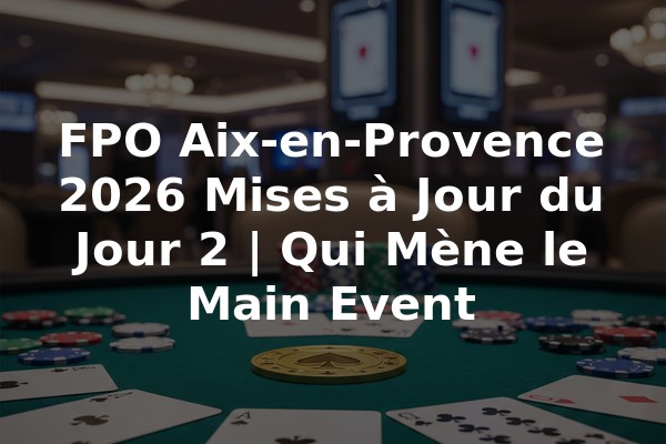 FPO Aix-en-Provence 2026 Mises à Jour du Jour 2 | Qui Mène le Main Event