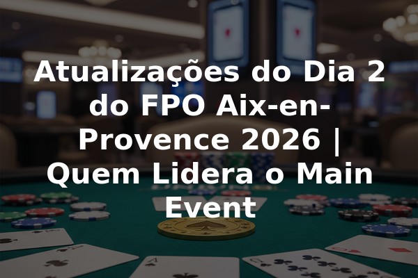 Atualizações do Dia 2 do FPO Aix-en-Provence 2026 | Quem Lidera o Main Event