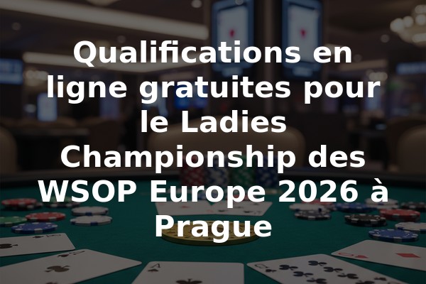 Qualifications en ligne gratuites pour le Ladies Championship des WSOP Europe 2026 à Prague
