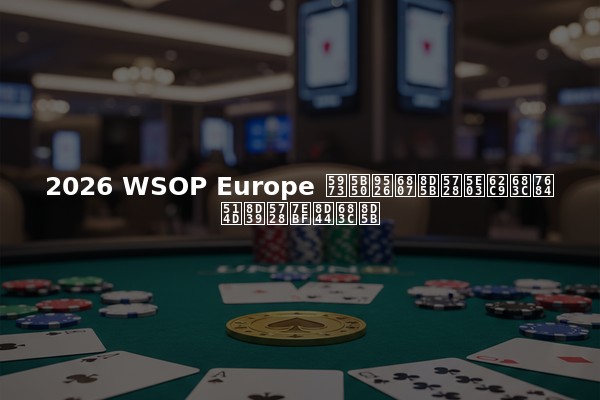 2026 WSOP Europe 女子锦标赛在布拉格的免费在线资格赛