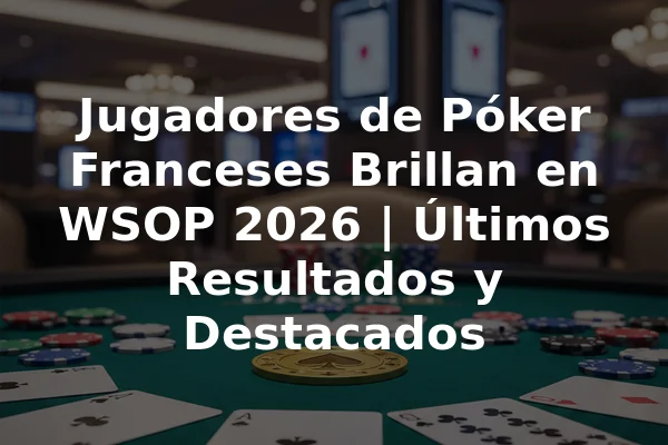 Jugadores de Póker Franceses Brillan en WSOP 2026 | Últimos Resultados y Destacados