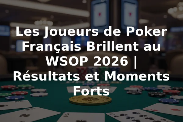 Les Joueurs de Poker Français Brillent au WSOP 2026 | Résultats et Moments Forts