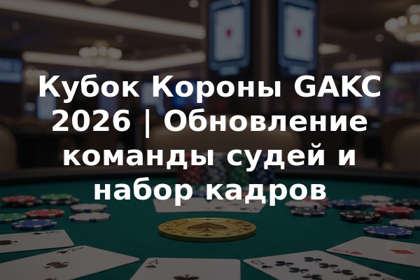 Кубок Короны GAKC 2026 | Обновление команды судей и набор кадров