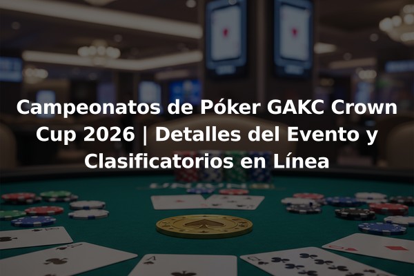 Campeonatos de Póker GAKC Crown Cup 2026 | Detalles del Evento y Clasificatorios en Línea