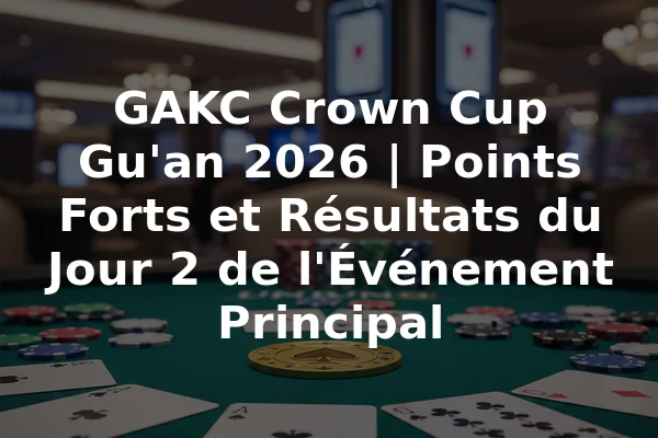 GAKC Crown Cup Gu'an 2026 | Points Forts et Résultats du Jour 2 de l'Événement Principal