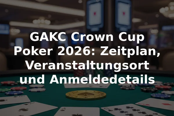 GAKC Crown Cup Poker 2026: Zeitplan, Veranstaltungsort und Anmeldedetails