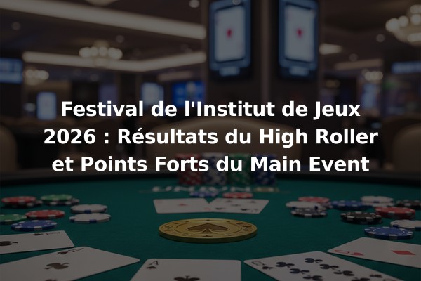 Festival de l'Institut de Jeux 2026 : Résultats du High Roller et Points Forts du Main Event