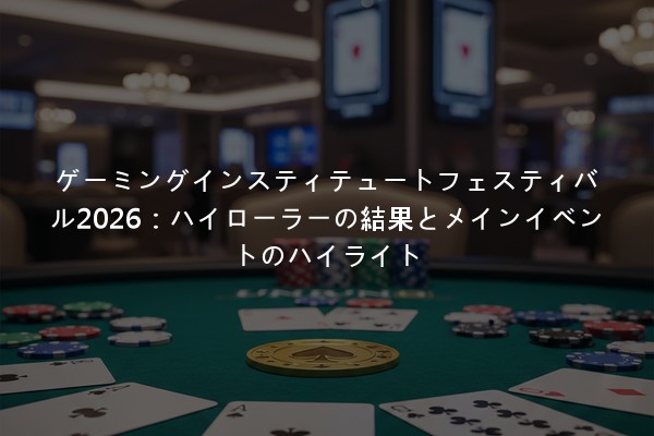 ゲーミングインスティテュートフェスティバル2026：ハイローラーの結果とメインイベントのハイライト