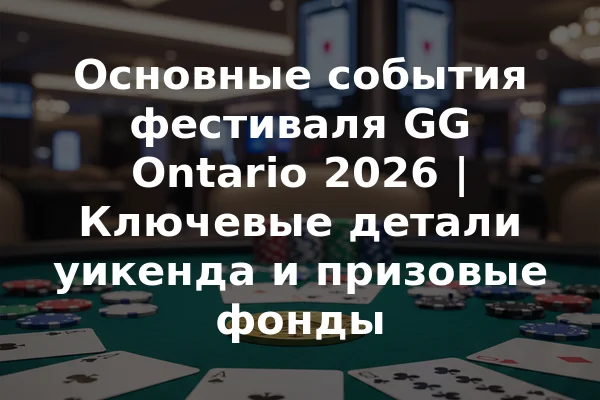Основные события фестиваля GG Ontario 2026 | Ключевые детали уикенда и призовые фонды