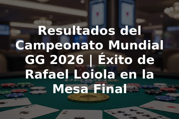 Resultados del Campeonato Mundial GG 2026 | Éxito de Rafael Loiola en la Mesa Final