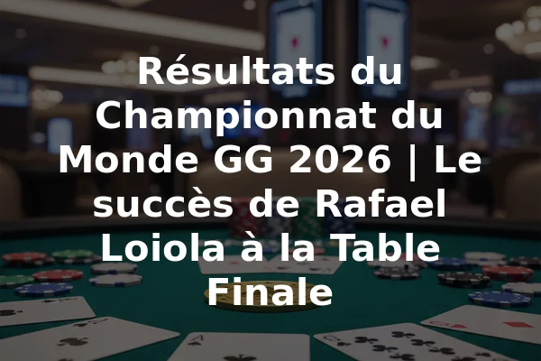 Résultats du Championnat du Monde GG 2026 | Le succès de Rafael Loiola à la Table Finale