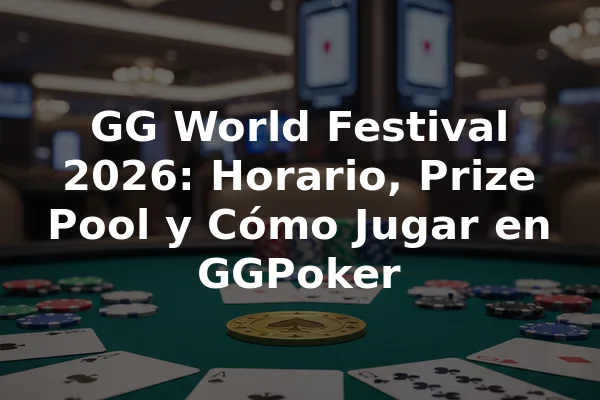 GG World Festival 2026: Horario, Prize Pool y Cómo Jugar en GGPoker