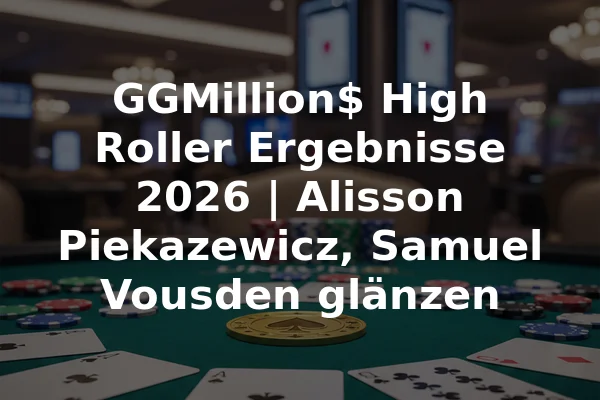 GGMillion$ High Roller Ergebnisse 2026 | Alisson Piekazewicz, Samuel Vousden glänzen