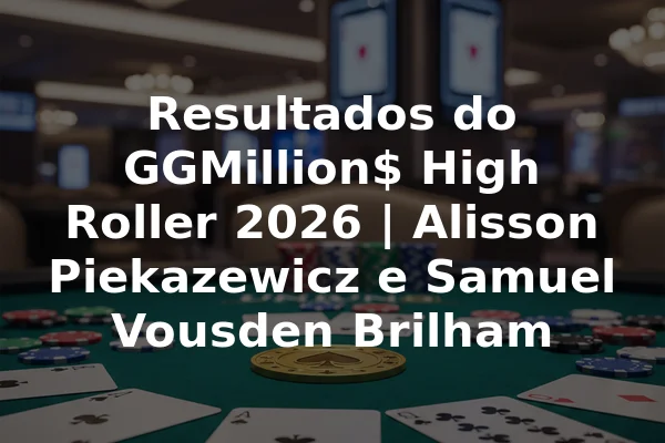 Resultados do GGMillion$ High Roller 2026 | Alisson Piekazewicz e Samuel Vousden Brilham