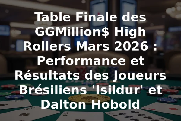 Table Finale des GGMillion$ High Rollers Mars 2026 : Performance et Résultats des Joueurs Brésiliens 'Isildur' et Dalton Hobold