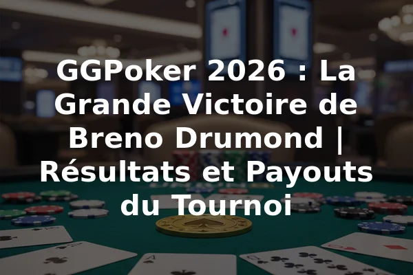 GGPoker 2026 : La Grande Victoire de Breno Drumond | Résultats et Payouts du Tournoi