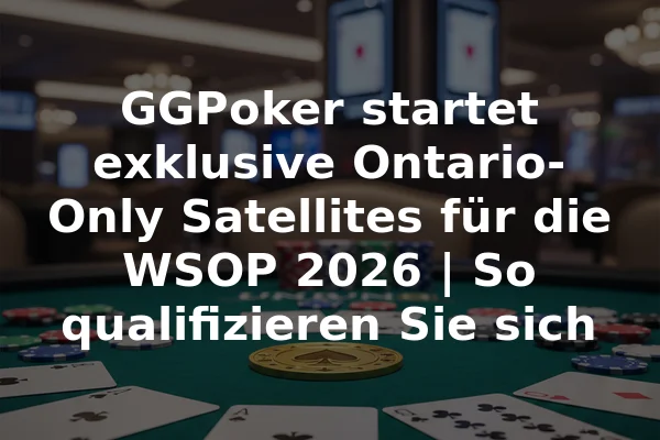 GGPoker startet exklusive Ontario-Only Satellites für die WSOP 2026 | So qualifizieren Sie sich