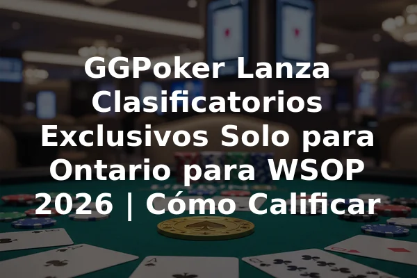 GGPoker Lanza Clasificatorios Exclusivos Solo para Ontario para WSOP 2026 | Cómo Calificar