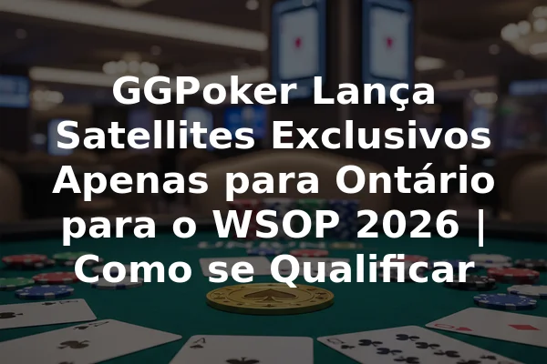 GGPoker Lança Satellites Exclusivos Apenas para Ontário para o WSOP 2026 | Como se Qualificar
