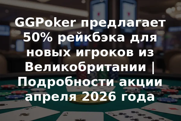 GGPoker предлагает 50% рейкбэка для новых игроков из Великобритании | Подробности акции апреля 2026 года
