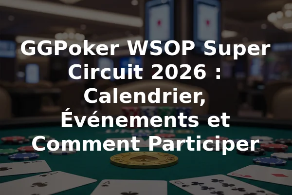GGPoker WSOP Super Circuit 2026 : Calendrier, Événements et Comment Participer
