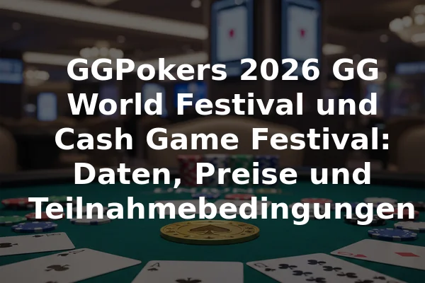 GGPokers 2026 GG World Festival und Cash Game Festival: Daten, Preise und Teilnahmebedingungen