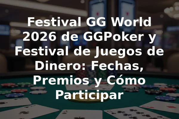 Festival GG World 2026 de GGPoker y Festival de Juegos de Dinero: Fechas, Premios y Cómo Participar