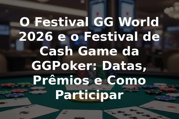 O Festival GG World 2026 e o Festival de Cash Game da GGPoker: Datas, Prêmios e Como Participar