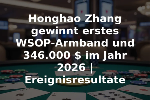 Honghao Zhang gewinnt erstes WSOP-Armband und 346.000 $ im Jahr 2026 | Ereignisresultate