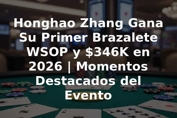 Honghao Zhang Gana Su Primer Brazalete WSOP y $346K en 2026 | Momentos Destacados del Evento