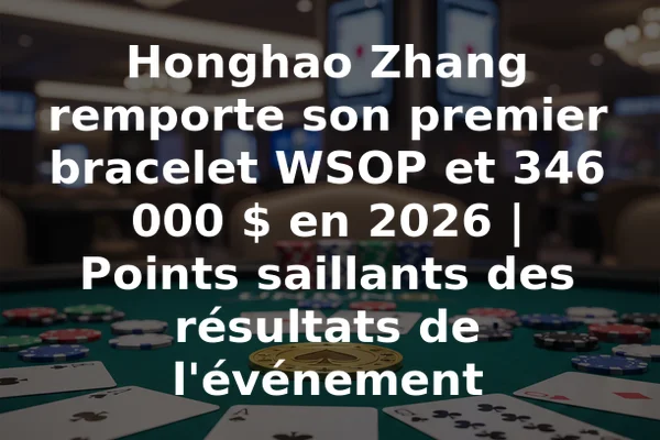 Honghao Zhang remporte son premier bracelet WSOP et 346 000 $ en 2026 | Points saillants des résultats de l'événement