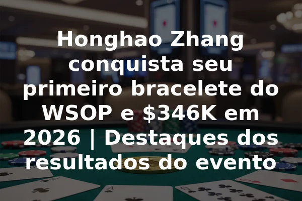 Honghao Zhang conquista seu primeiro bracelete do WSOP e $346K em 2026 | Destaques dos resultados do evento