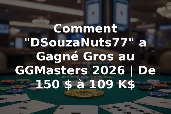 Comment "DSouzaNuts77" a Gagné Gros au GGMasters 2026 | De 150 $ à 109 K$
