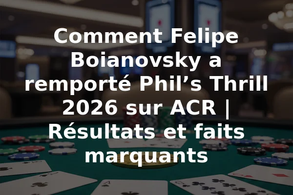 Comment Felipe Boianovsky a remporté Phil’s Thrill 2026 sur ACR | Résultats et faits marquants