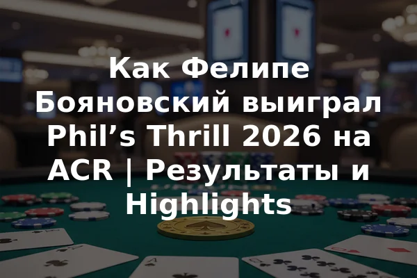 Как Фелипе Бояновский выиграл Phil’s Thrill 2026 на ACR | Результаты и Highlights