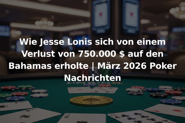 Wie Jesse Lonis sich von einem Verlust von 750.000 $ auf den Bahamas erholte | März 2026 Poker Nachrichten