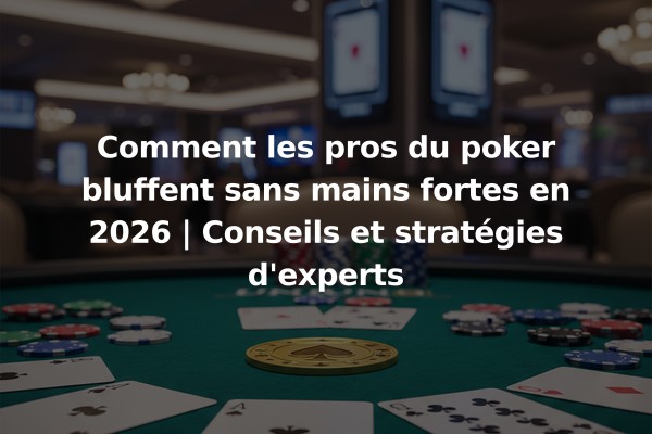 Comment les pros du poker bluffent sans mains fortes en 2026 | Conseils et stratégies d'experts
