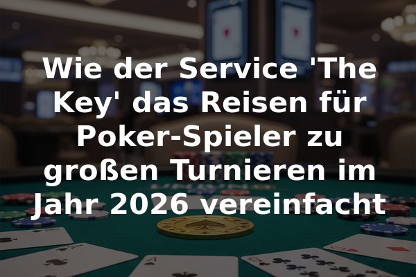 Wie der Service 'The Key' das Reisen für Poker-Spieler zu großen Turnieren im Jahr 2026 vereinfacht