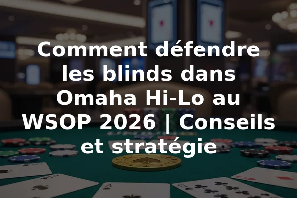 Comment défendre les blinds dans Omaha Hi-Lo au WSOP 2026 | Conseils et stratégie