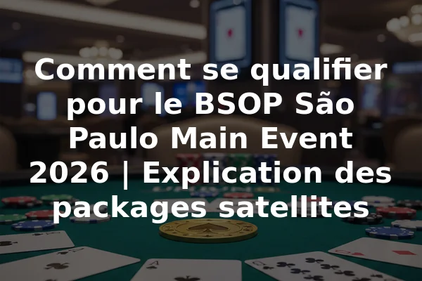 Comment se qualifier pour le BSOP São Paulo Main Event 2026 | Explication des packages satellites
