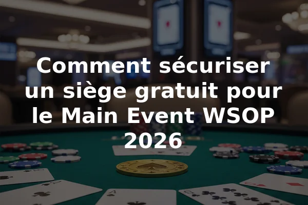 Comment sécuriser un siège gratuit pour le Main Event WSOP 2026