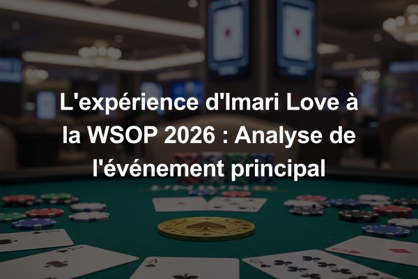L'expérience d'Imari Love à la WSOP 2026 : Analyse de l'événement principal