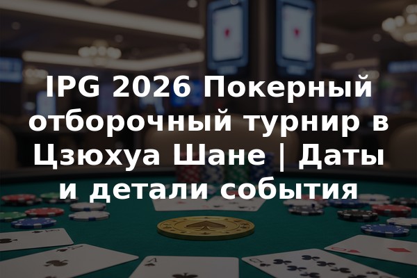 IPG 2026 Покерный отборочный турнир в Цзюхуа Шане | Даты и детали события