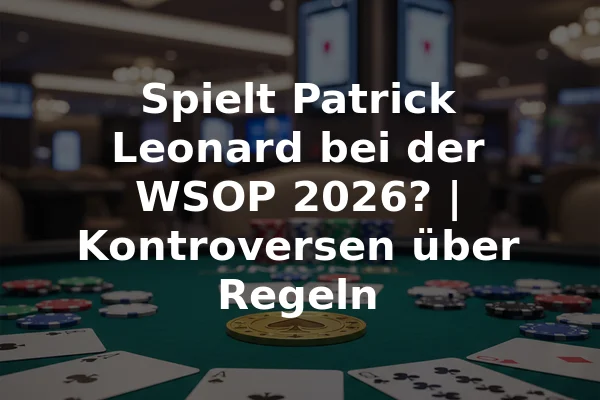 Spielt Patrick Leonard bei der WSOP 2026? | Kontroversen über Regeln