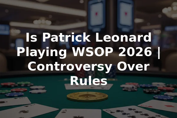 Is Patrick Leonard Playing WSOP 2026 | Controversy Over Rules