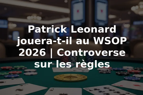 Patrick Leonard jouera-t-il au WSOP 2026 | Controverse sur les règles