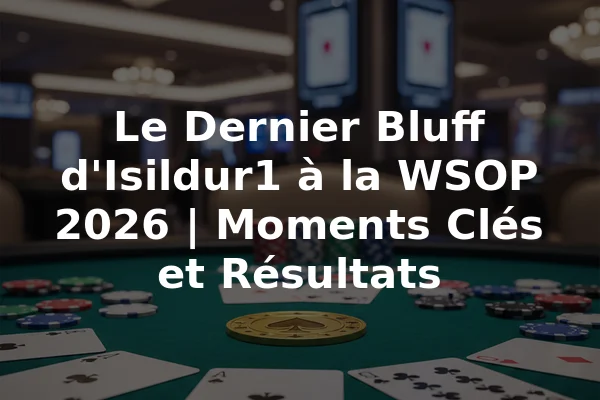 Le Dernier Bluff d'Isildur1 à la WSOP 2026 | Moments Clés et Résultats