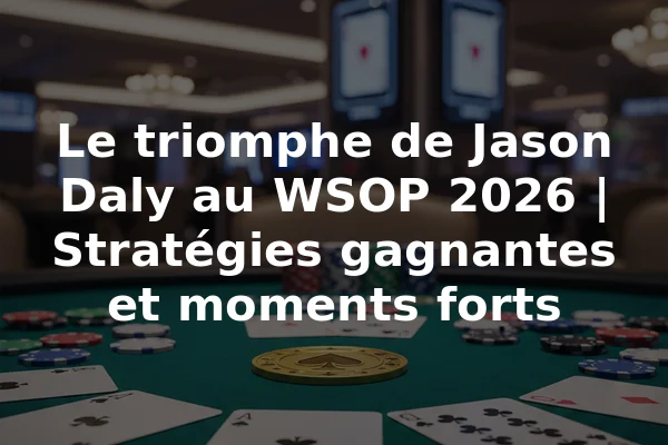 Le triomphe de Jason Daly au WSOP 2026 | Stratégies gagnantes et moments forts